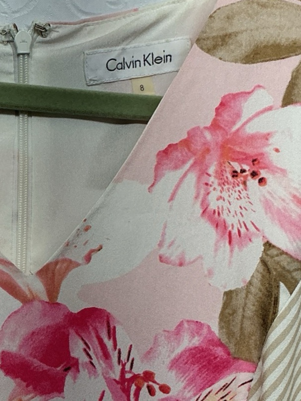 Calvin Klein Pink Floral High-Low Wrap Dress - Picture 4 of 6